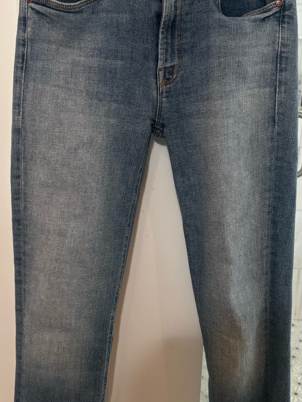 MOTHER Washed Light Blue Skinny Jeans